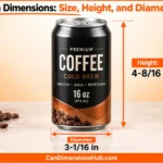 Coffee can dimensions showing a 16 oz coffee can with 4-8/16 inch height and 3-1/16 inch diameter measurements