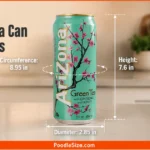 Arizona Tea Can Dimensions: Size, Height & Complete Guide Standard Arizona Tea can dimensions infographic showing 7.6-inch height, 2.85-inch diameter, 8.95-inch circumference, and 22–23 fl oz capacity.